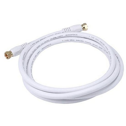 TV Antenna Cable RFAdapter White 75 Ohm Quad Shield CL2 RG6 Coax Cables with F-Male Connectors Coaxial Cable 6ft Ideal for TV Antenna DVR Satellite