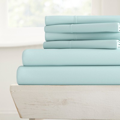 Solid 6 Piece Sheet Set - Ultra Soft, Easy Care - Becky Cameron, Aqua,  California King