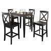 5pc Pub Dining Set with X-Back Stools Black - Crosley: Rubberwood & MDF, 32" Square Table, 4 Stools, Traditional Style - 3 of 4
