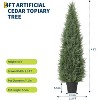 2 Pack Artificial Cedar Topiary Trees Outdoor, UV Resistant Fake Potted Plants for Porch, Patio, Wedding Decor, Realistic Faux Evergreen Shrubs - 2 of 4