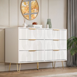 47Inch Wide 6-Drawer Eco-Friendly Modern White Wood Drawer Dresser for Bedroom, Closet, Hallway, or Living Room - 1 of 4
