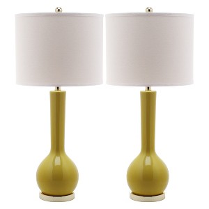 Long Neck Ceramic Table Lamp Set - Safavieh , Yellow/White