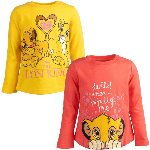 Disney Lion King Simba Nala Toddler Girls 2 Pack Long Sleeve Graphic T Shirts Yellow Pink 5T