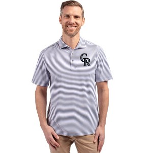 Colorado Rockies Cutter & Buck Virtue Eco Pique Stripe Recycled Mens Polo - 1 of 1