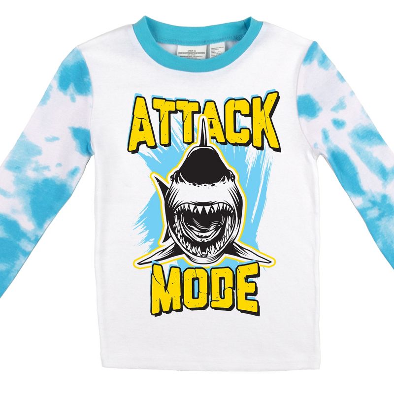 TITLE: Attack Mode Youth Boy's Blue And White Wash Long Sleeve Shirt & Sleep Pants Set, 3 of 5
