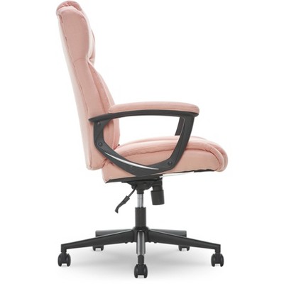 Pink Microfiber High Back Swivel Executive Chair with Fixed Arms