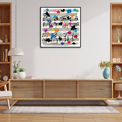 Floral Music Notes Multicolor Canvas Wall Art Print