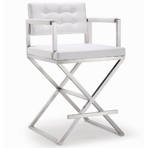 TOV Furniture Director Performance Vegan Leather Stool with Silver Base - 1 of 4