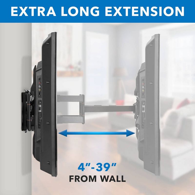 Mount-It! Full Motion TV Wall Mount with 39 Inch Long Extension Arms, Heavy Duty Dual Arm TV Mount Fits 65 to 110 Inch TVs & Fits 16 and 24 Inch Studs, 5 of 12