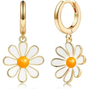 Huggie Hoop Earrings with CZ Dangles - 925 Sterling Silver Plated, Hypoallergenic Small Hoops (Star, Cross, Spike) - 1 of 4