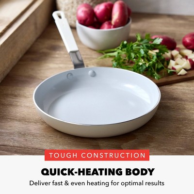 Cream 8" Aluminum Fry Pan with Ceramic Nonstick Coating