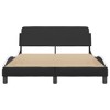 vidaXL Faux Leather Bed Frame with Headboard - Double Bed, Black/White, Plywood Slats, Metal, Pine Wood - 81.9"x55.9"x29.3" - 3 of 4