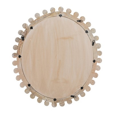 Whitewashed Mango Wood Round Wall Mirror