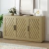 Sideboard Buffet Cabinet With Iron Alloy Black Linear Handle, Solid Wood Frame, Adjustable Height Shelf,  Antique Natural - 2 of 4