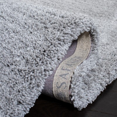 Luxurious Silver Shag 3'x5' Hand-Tufted Rectangular Rug