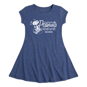 Girls' - Peanuts - Dancing Snoopy Fit & Flair Cap Sleeve Dress - 1 of 4