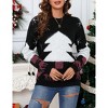 Coolmee Women's Christmas Tree Sweater Casual Long Sleeve Knitted Pullover Sweaters Crewneck Loose Jumper Tops - 2 of 4