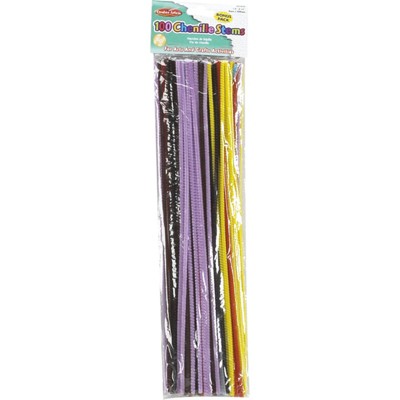 Charles Leonard Creative Arts Chenille Stems, 4mm x 12", Assorted Colors, Bag of 100 (Pack of 10)