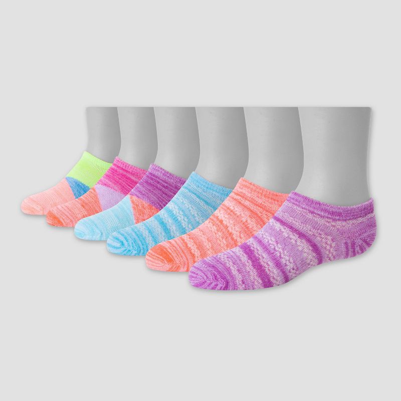 Hanes Premium Girls' 6pk Super No Show Athletic Solid Socks - Colors May Vary , 3 of 5