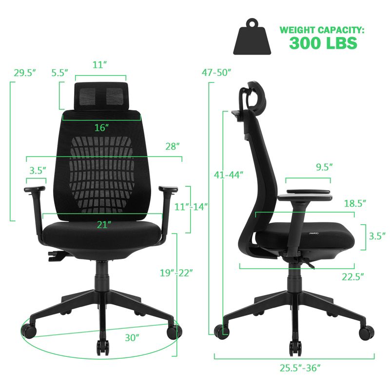Costway High Back Mesh Office Chair Swivel Reclining Task Chair w/Clothes Hanger, 2 of 11