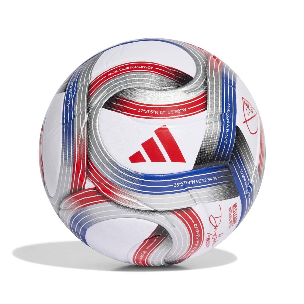 Adidas MLS League NFHS Soccer Ball Size 5 - White/Red/Blue