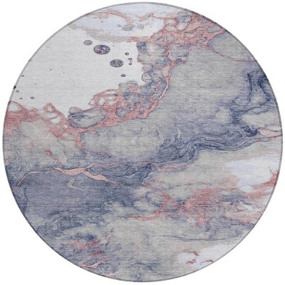 HomeRoots 8' Blush And Gray Round Abstract Washable Indoor Outdoor Area Rug