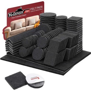 Aoibox Felt Furniture Pads 182 Pieces Self Stick Floor Protectors Anti Scratch for Chair Table Legs Hardwood Tile Black - 1 of 4