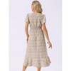 INSPIRE CHIC Women's Summer Flutter Short Sleeve Wrap Ruffle High Low Hem V Neck Floral Midi Dress - 4 of 4
