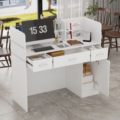 FUFU&GAGA Working Reception Desk Counter With Storage Drawers Checkout Counter Cashier Desk