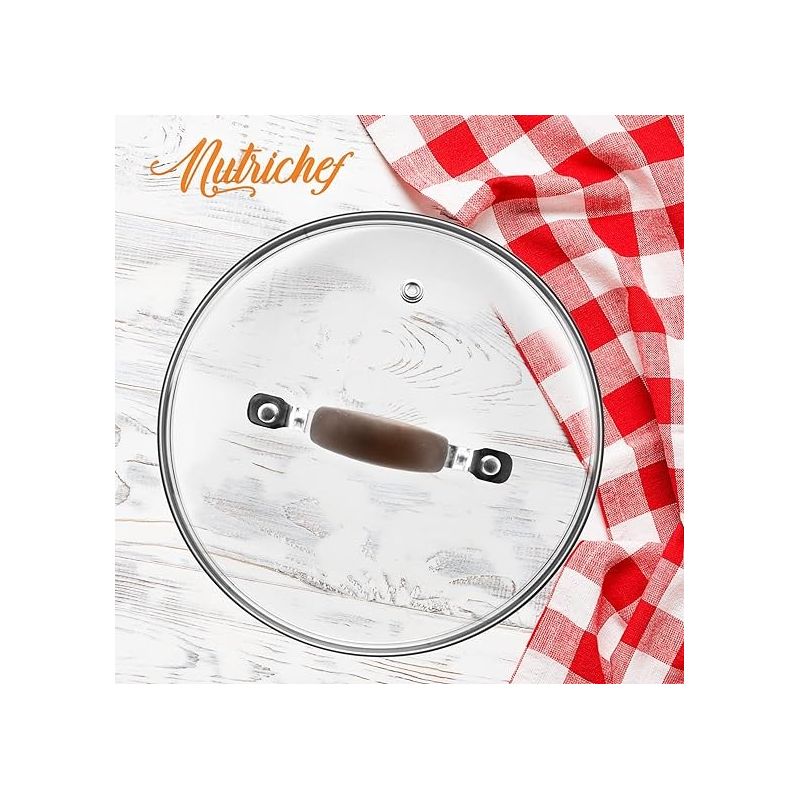 NutriChefKitchen Dutch Oven Pot Lid - See-Through Tempered Glass Lids, Stainless Steel Rim, Dishwasher Safe, 5 of 6