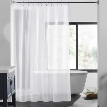 GoodGram Ultra Heavy Hotel Weight Odorless PEVA Vinyl Shower Curtain Liner With Splash Guard - Standard Size - Frosted Clear