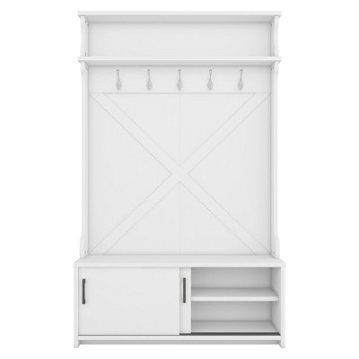 NicBex 47.2 inch Hall Tree for Hallway,Modern Coat Racks with Sliding Doors and 5 Hooks,Entryway Furniture for Hallway,Living Room,Bedroom,White/Black