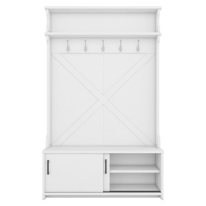 NicBex 47.2 inch Hall Tree for Hallway,Modern Coat Racks with Sliding Doors and 5 Hooks,Entryway Furniture for Hallway,Living Room,Bedroom,White/Black - 1 of 4