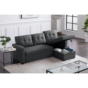 NicBex Line Sleeper Sectional Sofa,L-Shaped Couch with Reversible Storage Chaise for Living Room,Apartment,Office,Gray - 1 of 4