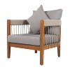 Maliang Acacia Wood Outdoor Chair with Handwoven Rope Accents & Curved Backrest, Boho Patio Chair with Cushions for Porch, Garden - 3 of 4