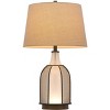 Cal Lighting BO-3124TB 150W 3 Way Morgan Glass Table Lamp with Mesh Guard Design and Taper Drum Linen Shade - 2 of 4