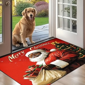 Lomsoe Vintage Santa Claus Doormat, Heavy-Duty Non-Slip Entry Mat with Absorbent Sponge Layer,Indoor Outdoor Holiday Welcome Mat. - 1 of 4