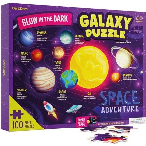 Dan&Darci Glow In The Dark Galaxy Puzzle toy Gift for Kids 100 Piece Puzzle, Educational Birthday Gifts for Boys - 1 of 4