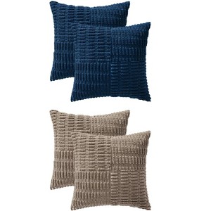 REGALWOVEN 4 Pcs Solid Corduroy Soft Decorative Throw Pillow Covers for Modern Farmhouse Home Decor 18 x 18 Inch - 1 of 4