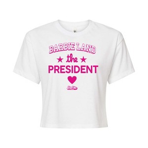 Women's Barbie Barbie Land President Cropped Graphic T-Shirt - White - Small - 1 of 4