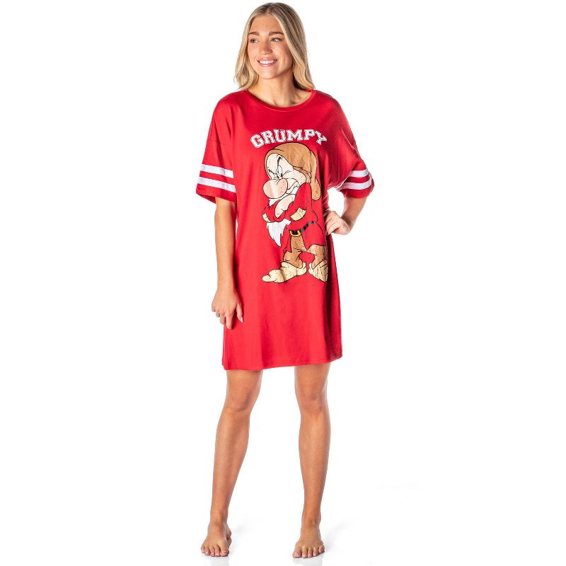 Disney Womens' Grumpy Snow White And The Seven Dwarfs Nightgown Pajama Red, 4 of 5