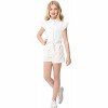 Clearlove Girls Sleeveless Plaid Button Down Shirt Summer Cropped Top with Tie Waist and Ruffled Hem Cute Casual Blouse White 130 - 3 of 4