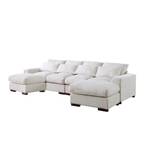 ChicFurnit Sectional Sofas Modular Design with 2 Ottomans Removable Cushions for Glam Living Room, Beige, 37.8"*123.24"*34.25" - 1 of 4