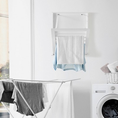 White Folding Wall Mounted Drying Rack with Six Slots