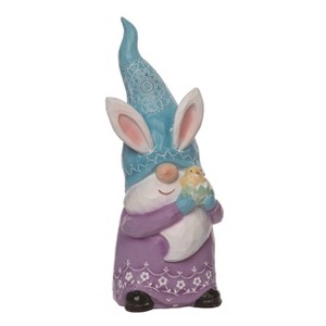 Transpac Resin 10" Purple Easter Bunny Gnome Figurine - 1 of 2