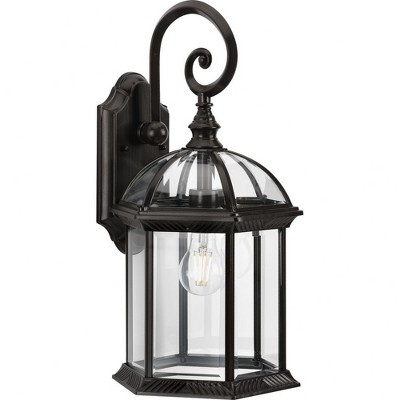 Progress Lighting Dillard 1-Light Outdoor Wall Lantern, Antique Bronze, Clear Beveled Glass