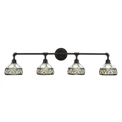 Toltec Lighting Vintage 4 - Light Vanity in  Dark Granite with 7" Royal Merlot Art Glass Shade