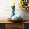Sullivans Turquoise Wood Pillar Candle Holders Set of 3, 13.25"H, 10"H & 7.5"H Multicolored - image 3 of 4