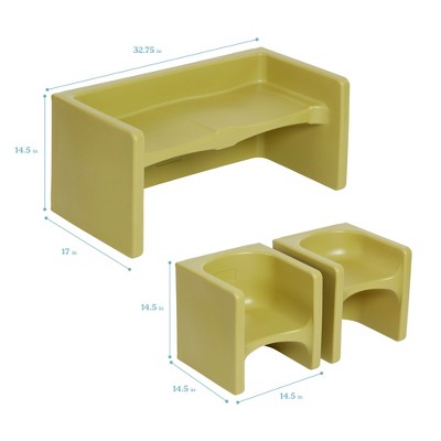 Fern Green Plastic Multipurpose Table and Cube Chair Set