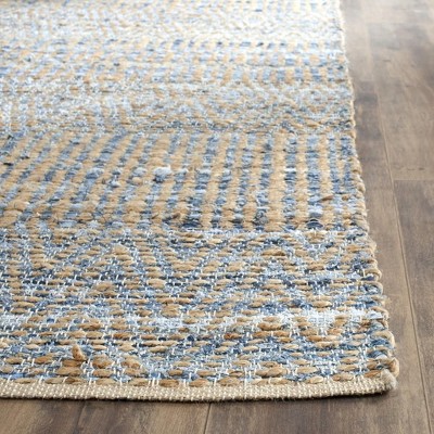 Cape Cod Blue and Natural Handwoven Jute Area Rug 4' x 6'